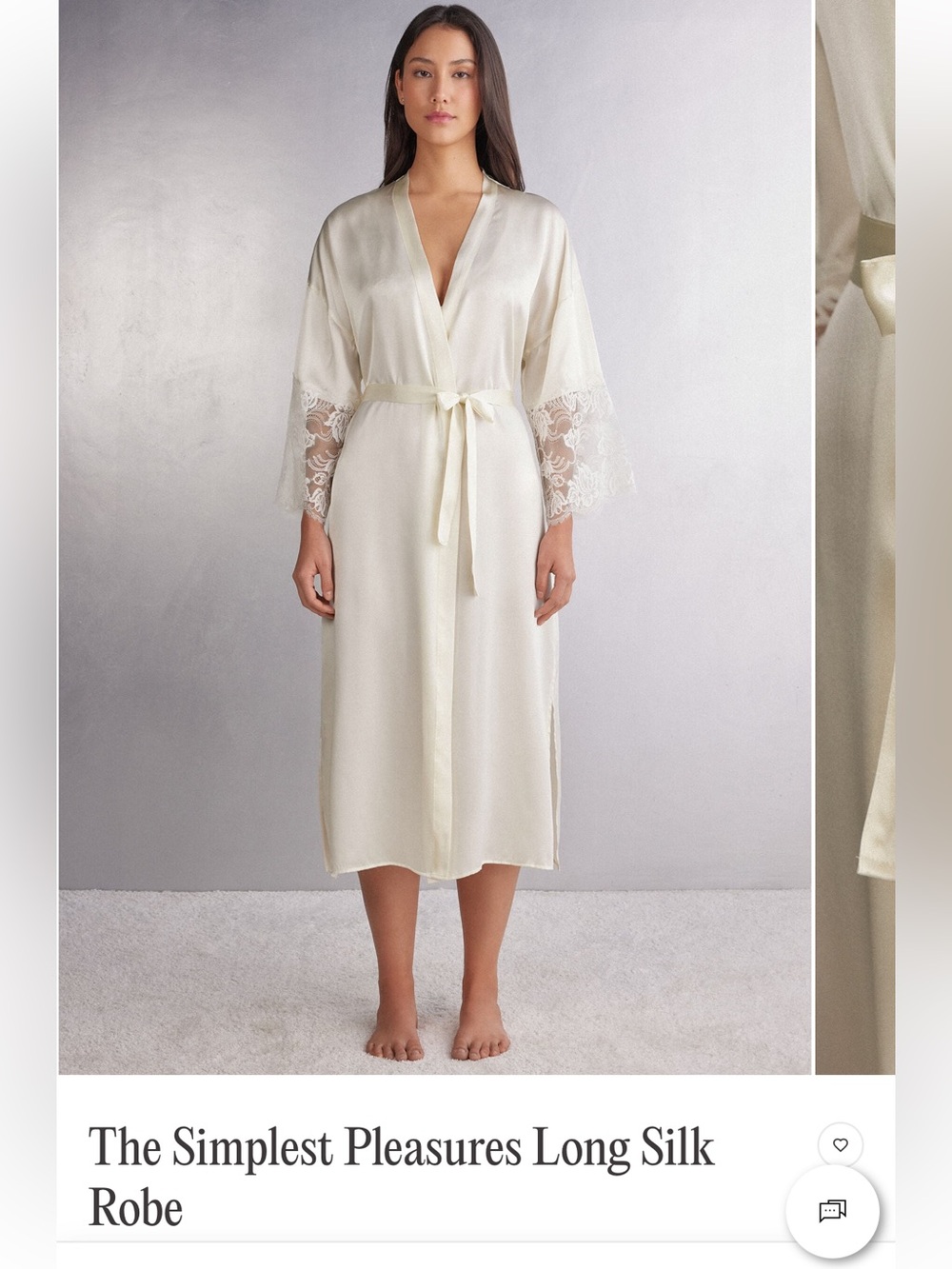 Intimissimi Silk Set 4 pcs - Robe, tank top, pants and panties Lace Trim - Cream - Picture 5 of 16